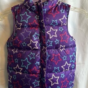 Purple Star Patterned Puffer Vest